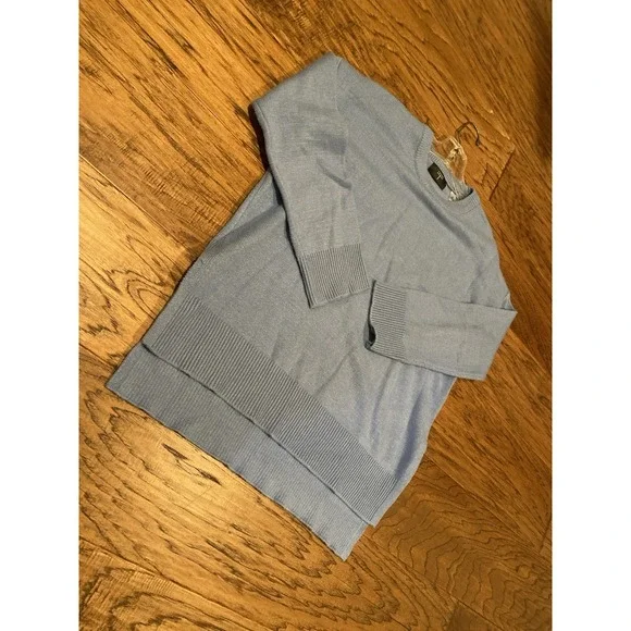 Tahari Blue Knit Sweater XS Women's Lightweight Pullover Ribbed Hem & Cuffs - Picture 4 of 4
